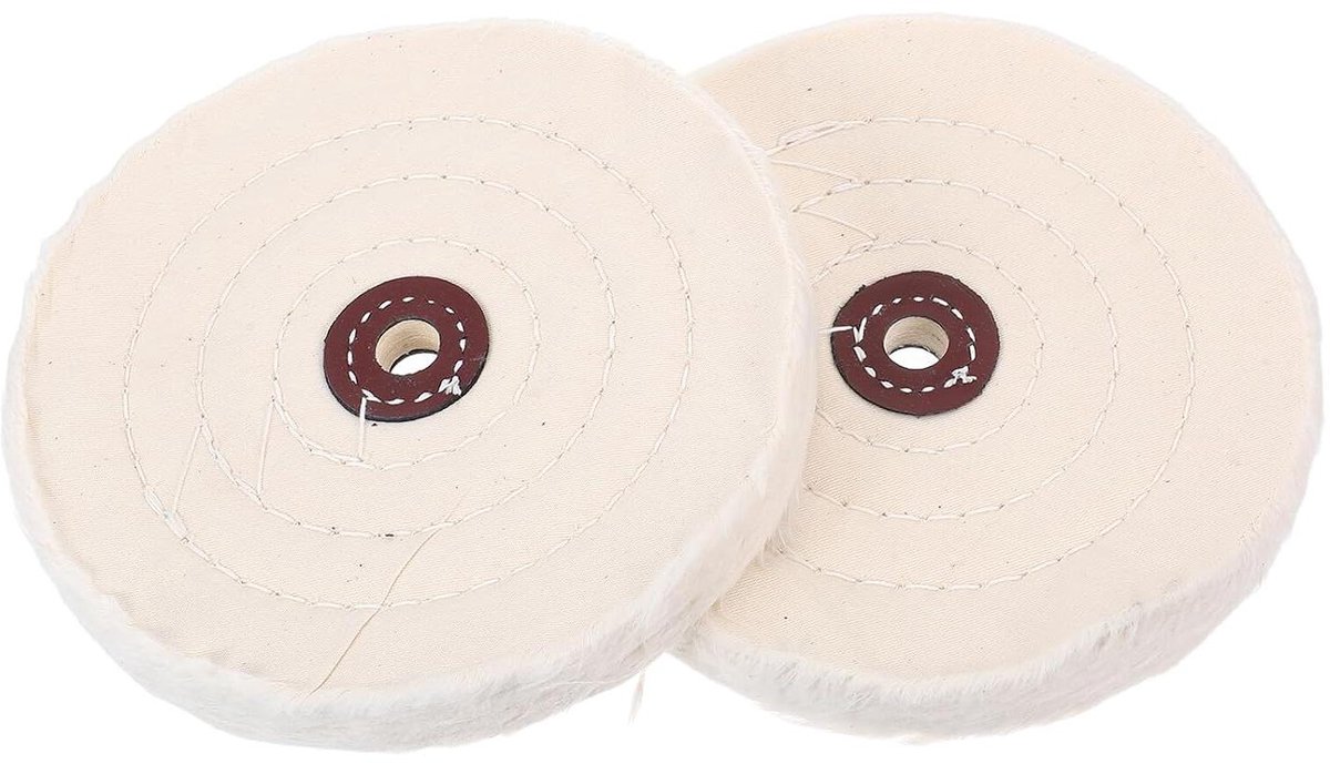 Katoenen Polijstwielen - Polijsschijven Slijpmachine - Oppervlakken Polijsten - Universeel Toepasbaar - 144 mm Diameter 12 mm Boring - Beige
