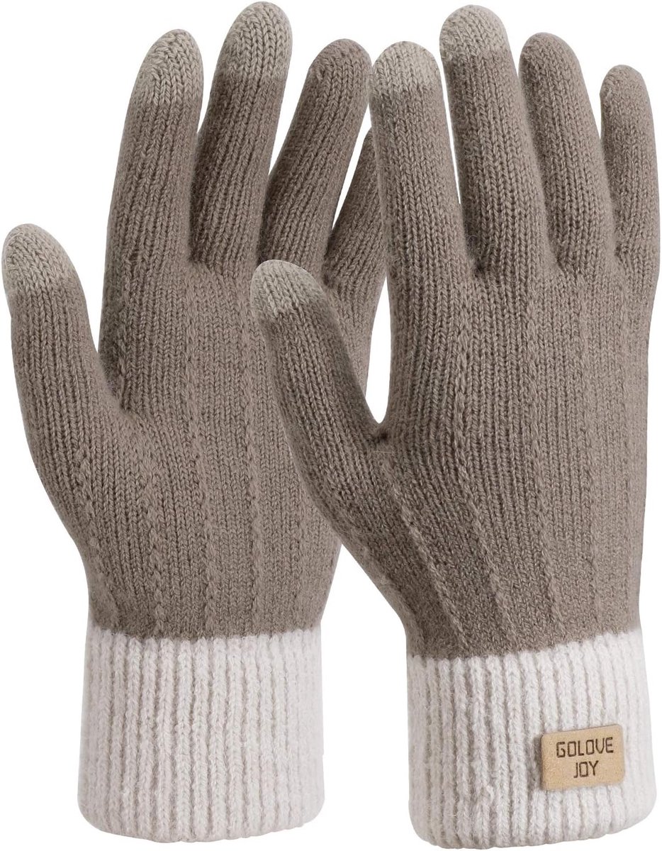 SnelShoppen - Dames Warme Gebreide Winterhandschoenen met Touchscreen - Anti-slip Fleece Werkhandschoenen voor Vrouwen - Ideaal voor Skiën, Fietsen, W