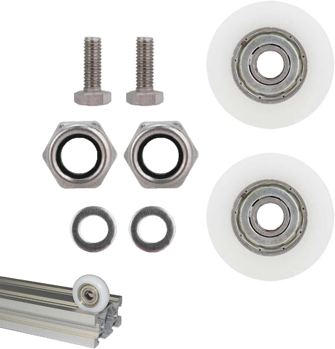 SnelShoppen - 30mm Kas Deur Wielen, Garagedeur Rollers Vervangset van Nylon, Stabiele en Duurzame Wielen met Bevestigingsmateriaal