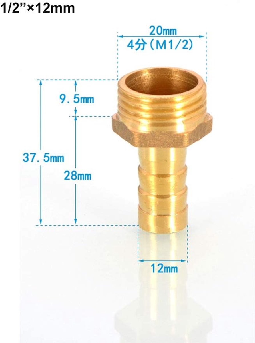 SnelShoppen - 1pc BSP Slangkoppeling Messing Stekker 6mm/8mm/10mm/12mm/16mm/19mm/25mm, Slang Barb Staart Mannelijke BSP Draad Adapter voor Water, Luch