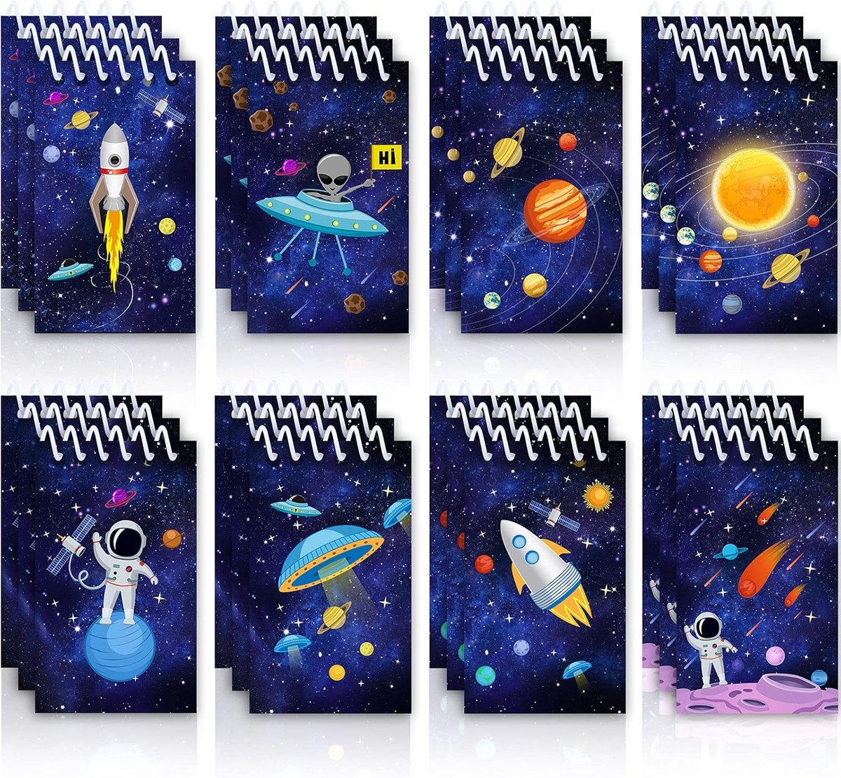 Thijox - 24 Mini-Notitieblokken met Raketbinding, Astronautenontwerp, Ruimte & Wetenschap, Perfect voor Kinderen, Leraar, Klaslokaal, Verjaardag, Memo
