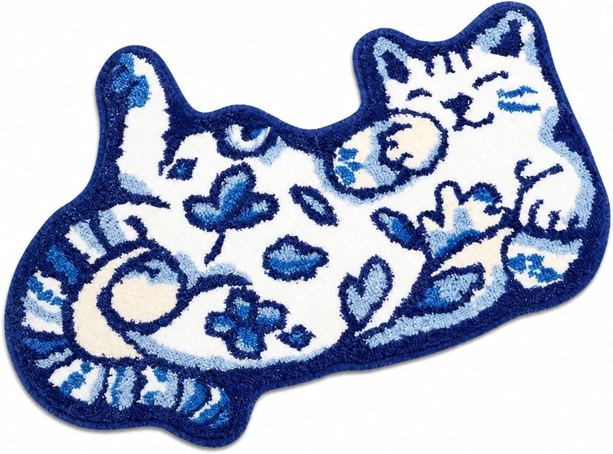 Badmat kat 50x80cm - microvezel - anti-slip - leuke decoratie voor kattenliefhebbers - SnelShoppen