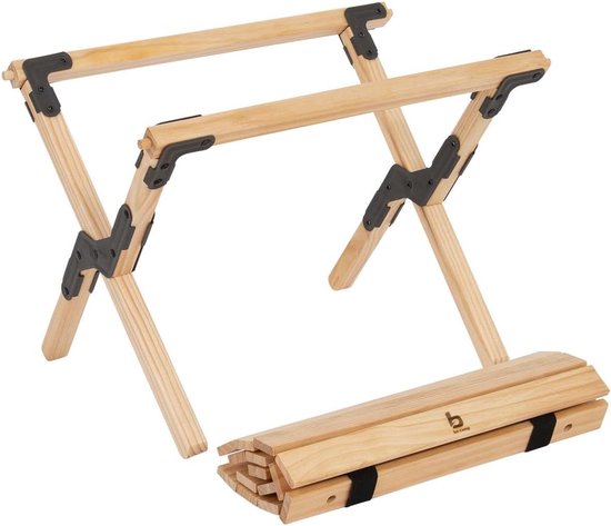 Bijzettafel Opvouwbaar - Outdoor Tafel - Kamperen Tuin - Oprolbaar Tafelblad - 20 x 14 x 55 cm - Houtkleur — afbeelding 2