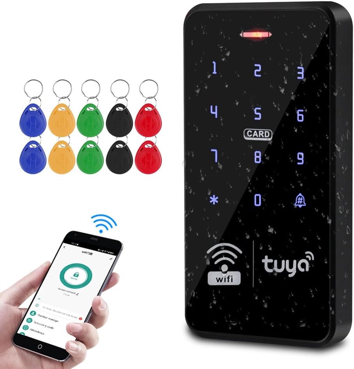 SnelShoppen - WiFi Toegangscontrole Toetsenbord IP68 Waterdicht RFID Toegangscontroller 125KHz 13.56MHz Dubbele Frequentie Met 10 Sleutelhangers