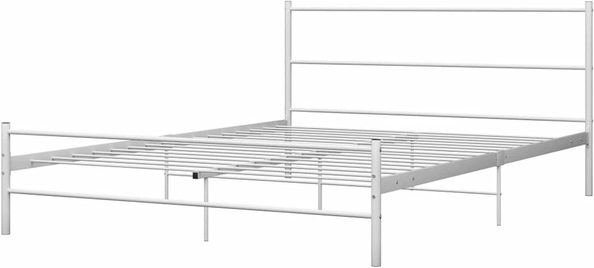 Metalen Bedframe - Tweepersoonsbed Frame - Slaapkamer Inrichten - Tijdloos Design - 120x200cm - Wit