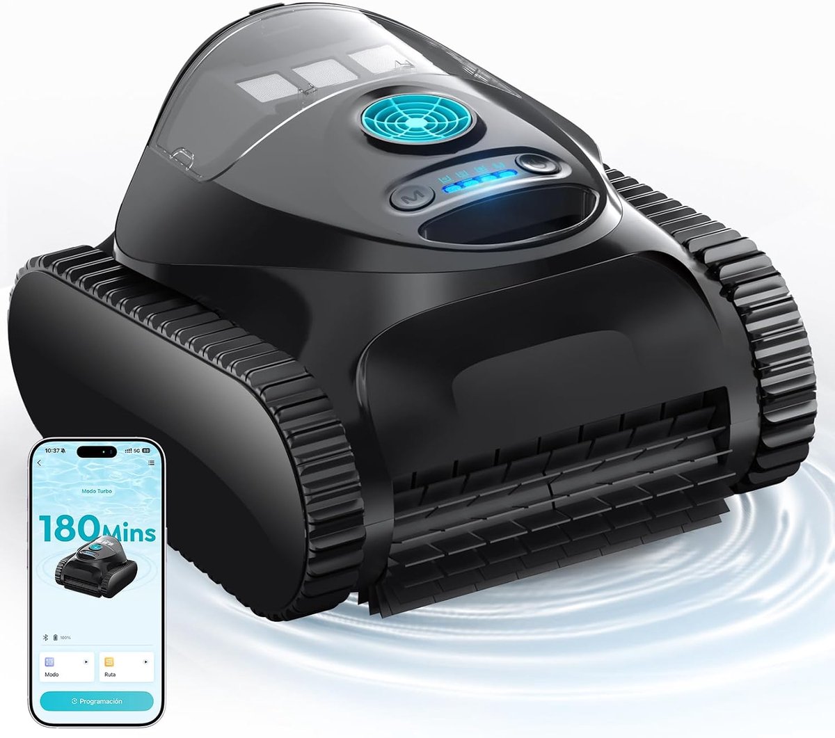 SnelShoppen - Draadloze zwembadrobot voor volledige reiniging, bodem en muur, 180 minuten looptijd, dubbele filtratie, 7 reinigingsmodi, bediening via