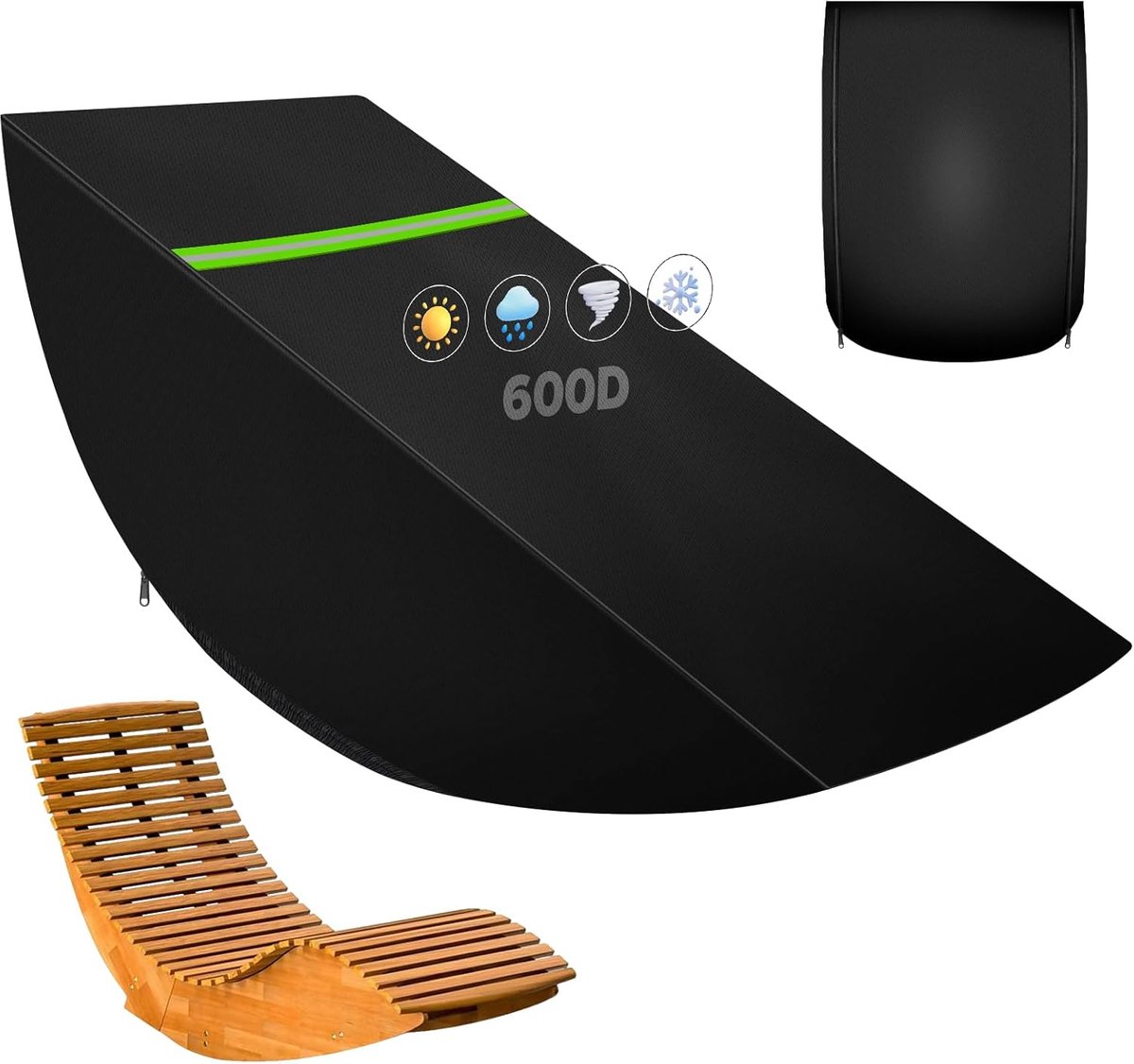 Lounger Cover 600D Oxford 155 x 65 x 95 cm - Waterdicht - Windproof - Bescherming voor ligstoel - SnelShoppen