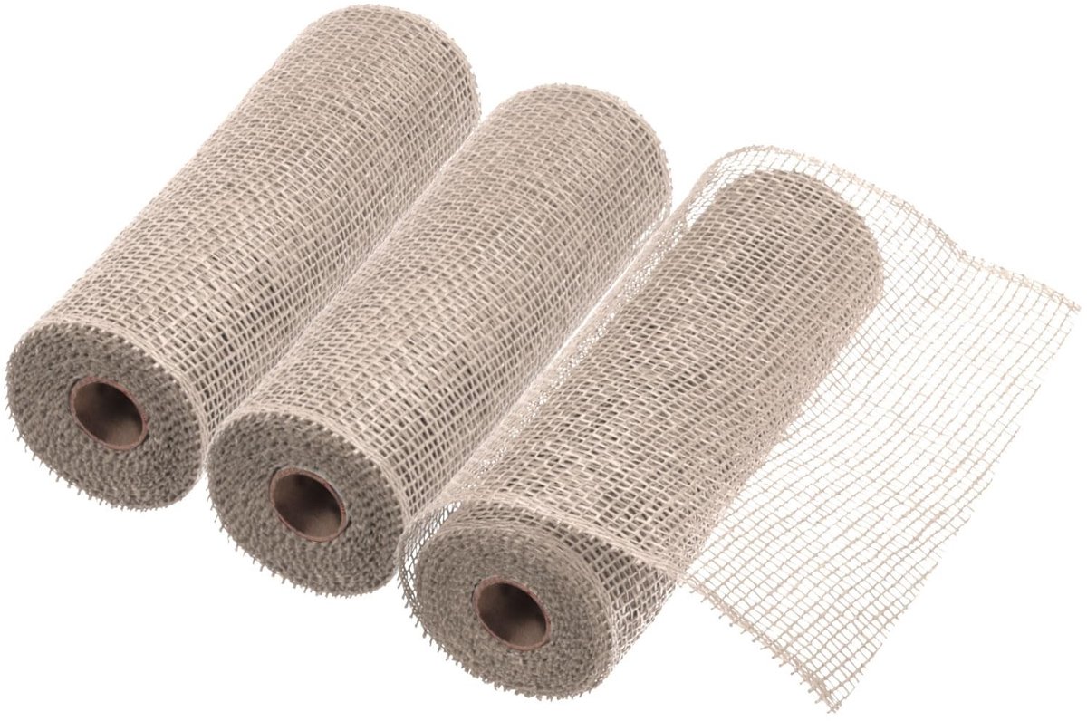 Omgoods - 3 Stuks 25,4 cm Polyjute Mesh voor Decoratie in Donker Khaki