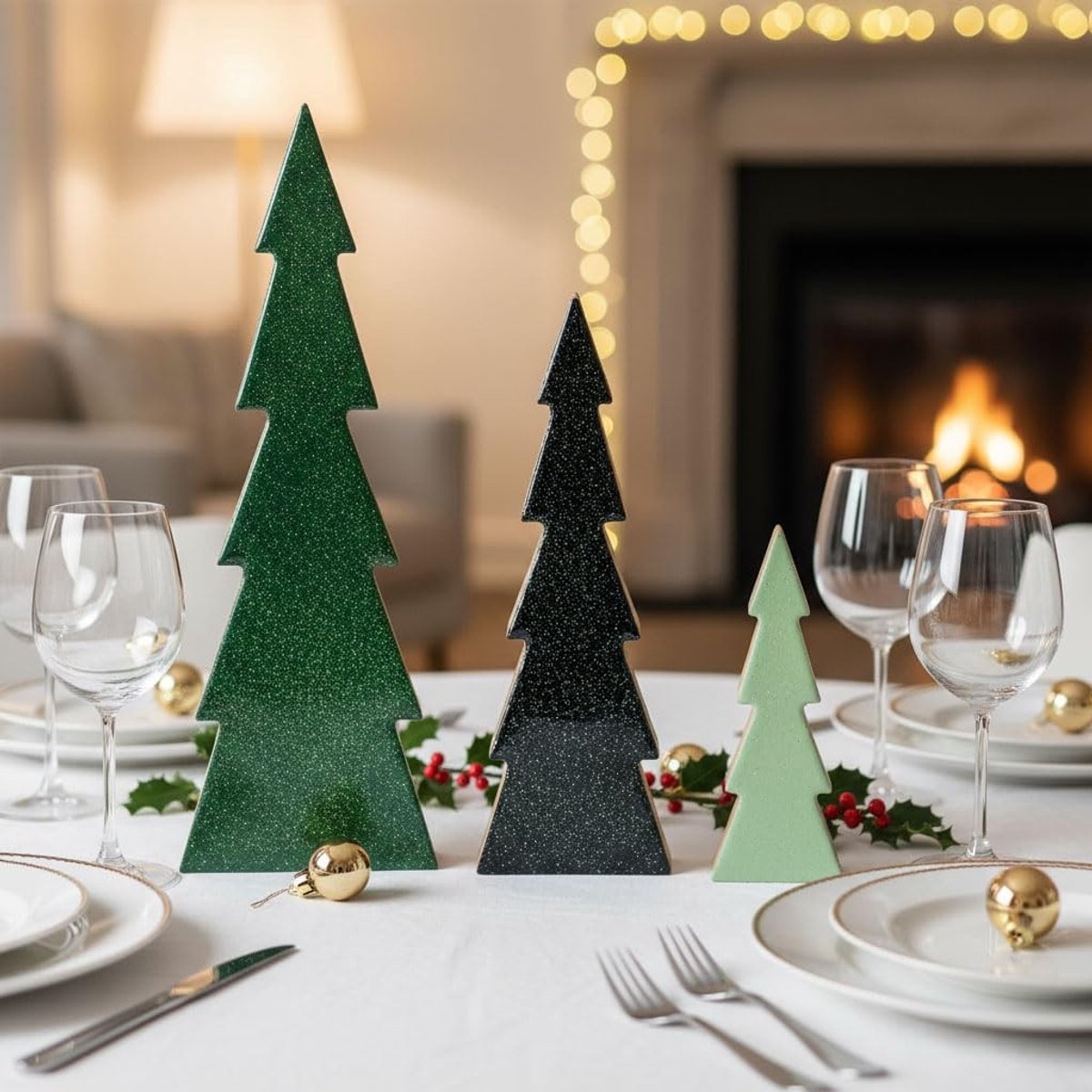 Omgoods - Set van 3 Decoratieve Dennenbomen voor Kerstdecoratie