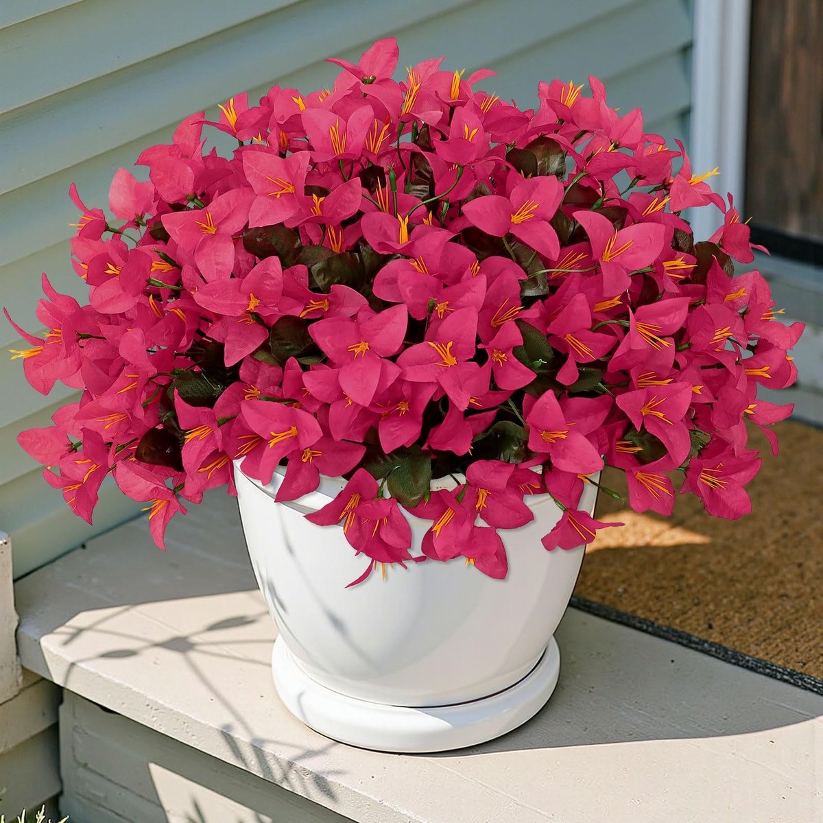 Omgoods- Bougainvillea Kunstboeket - 4 Bundels UV-bestendig - Nepbloemen Buiten - Kunstbloemen Binnen - Faux Bougainvillea - Levensechte Zijden Bloemen