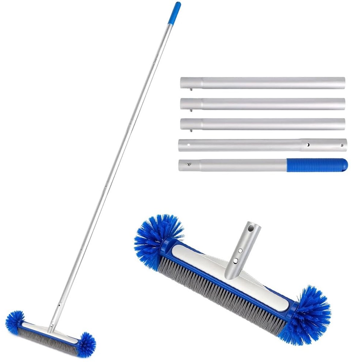 Omgoods - Poolborstel 43 cm met Verstelbare Aluminium Stang