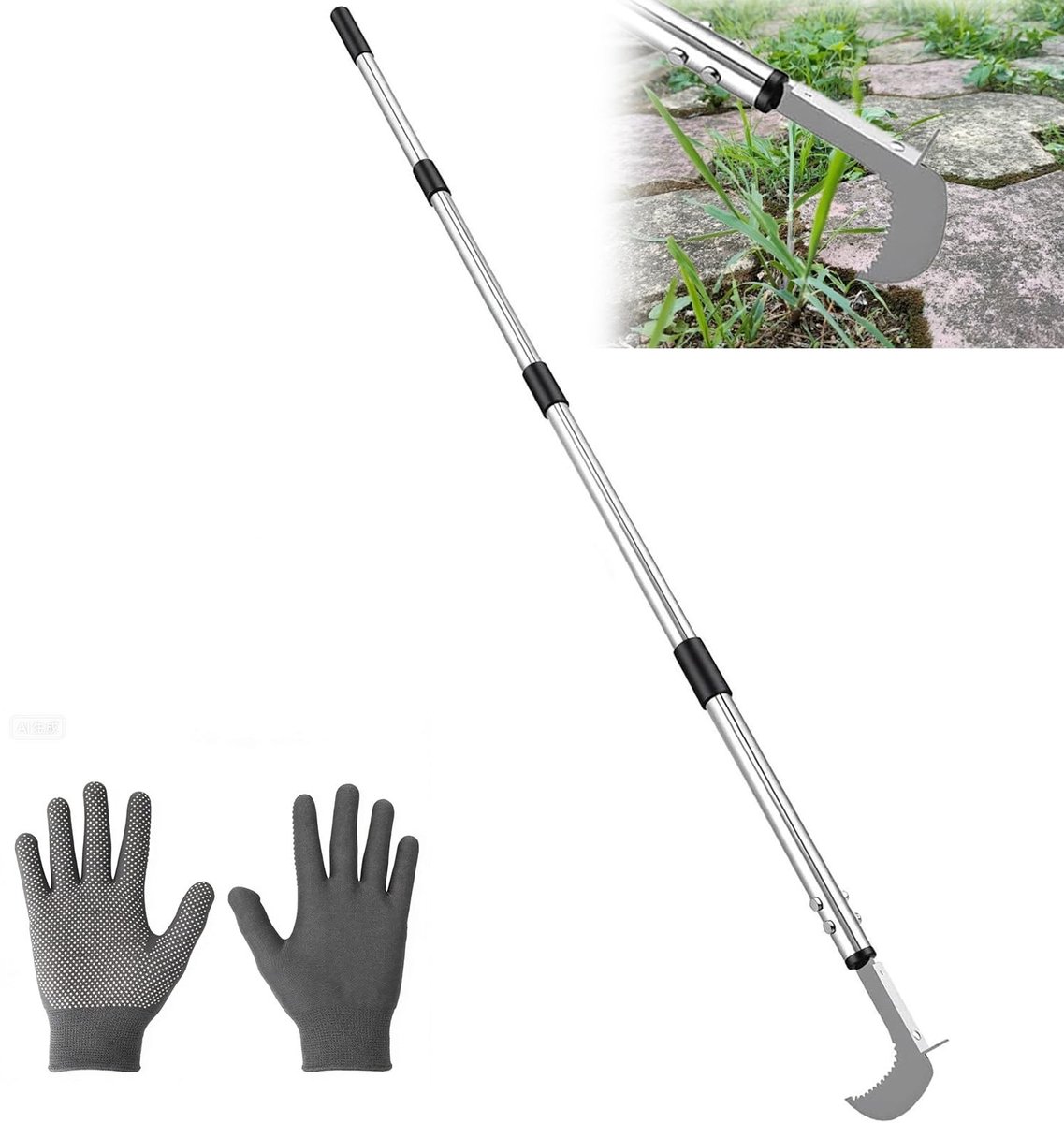 Omgoods - Verstelbare voegenkrabber met lange handgreep - 138 cm, onkruidverwijderaar