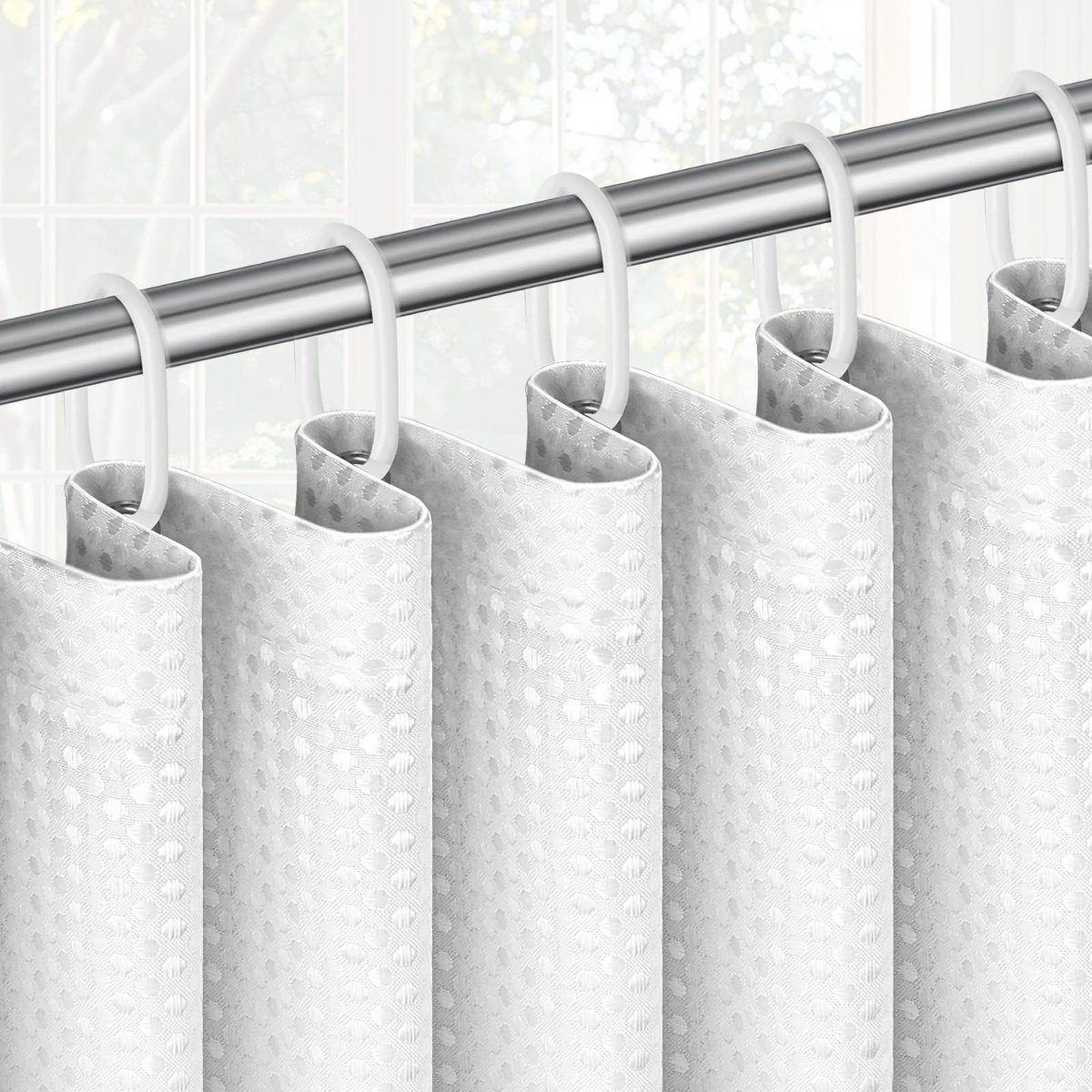 Omgoods - Witte Wafel Douchegordijn - Waterdicht en Wasbaar 180x180 cm