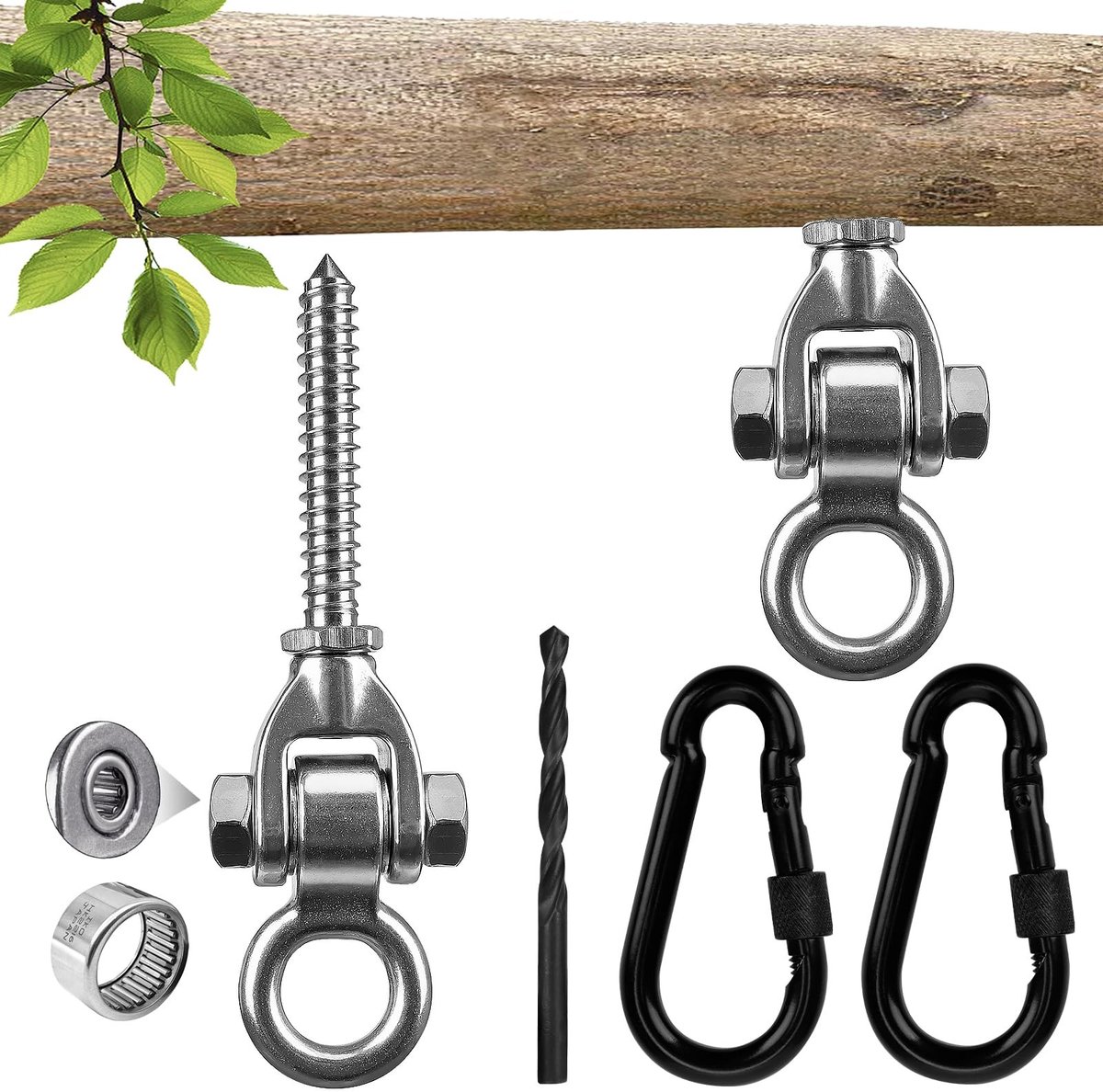 Omgoods - Set van 2 Schommelhaken met Karabijnhaak - Voor Hangmatten en Hangstoelen