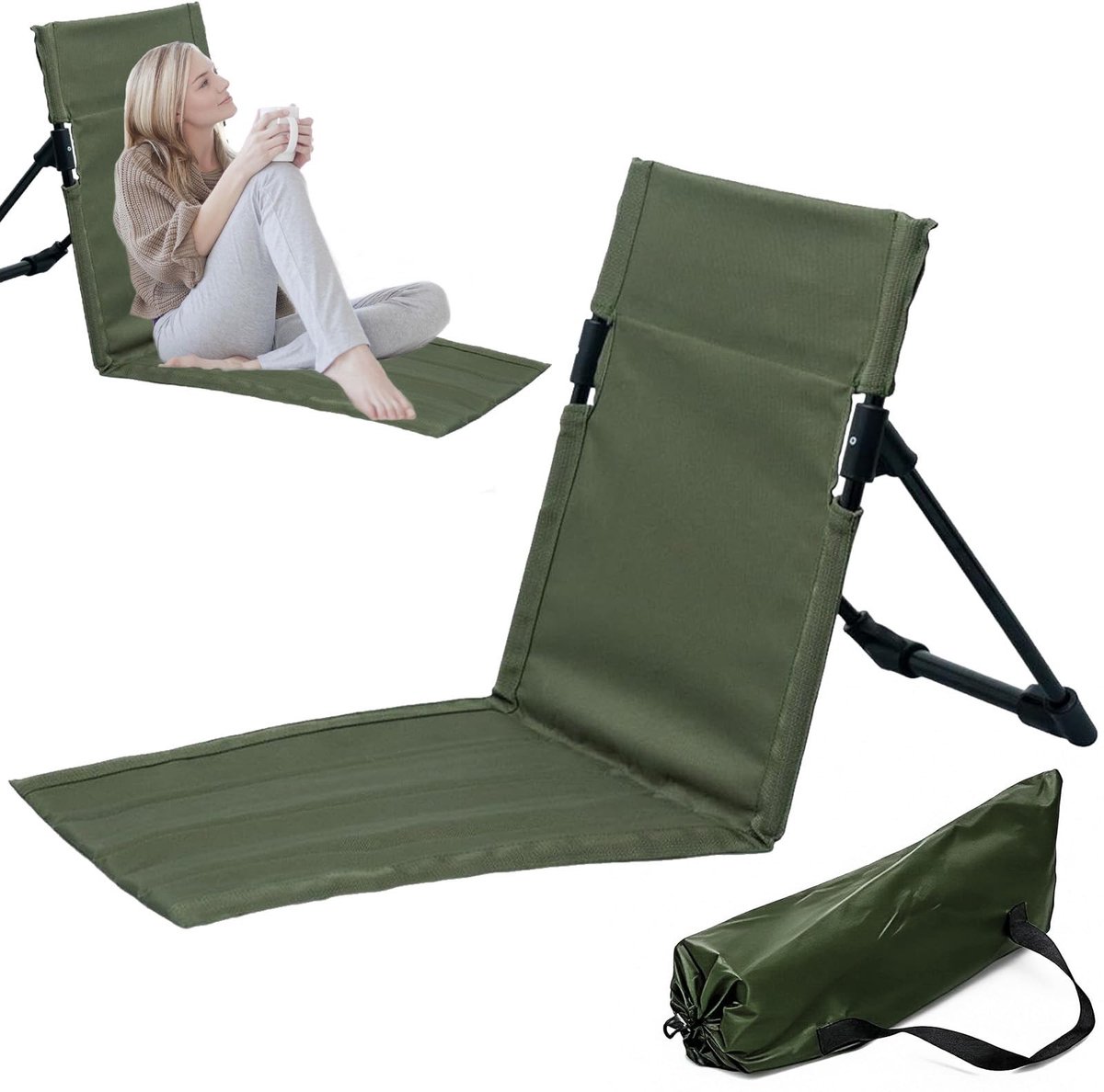 Omgoods - Vouwbare Campingstoel met Rugleuning 38 x 39.5 cm - Ideaal voor Buiten