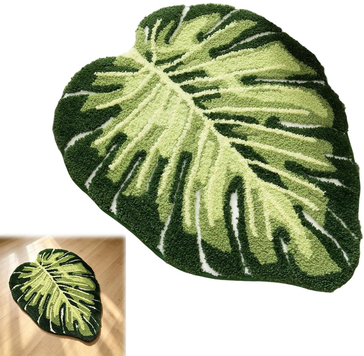 Omgoods - Kleurrijke Antislip Badmat Monstera 60x90 cm