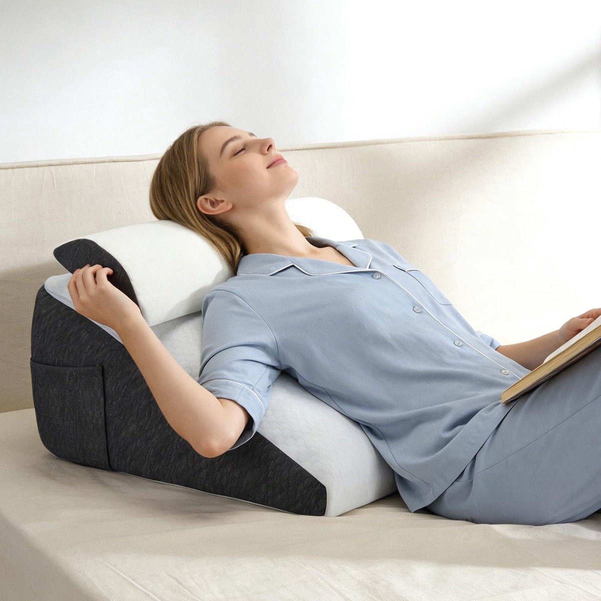 Omgoods - Wedge Pillow voor Bed en Sofa met Verwijderbare Hoes