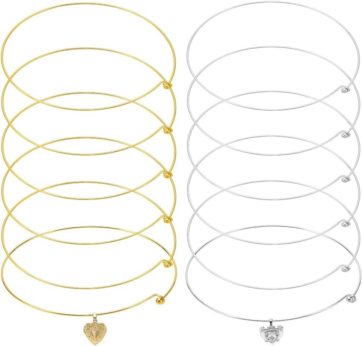 Omgoods - 6 Stuks Draad Choker Ketting - Gouden en Platina Halsketting voor Dames