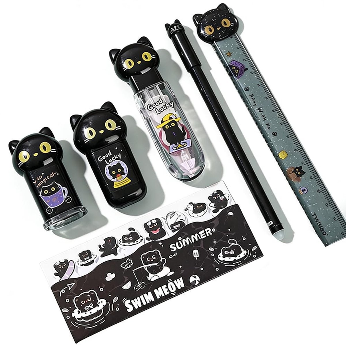 Omgoods - 5-delige Katten Schrijfset met Pootafdrukken