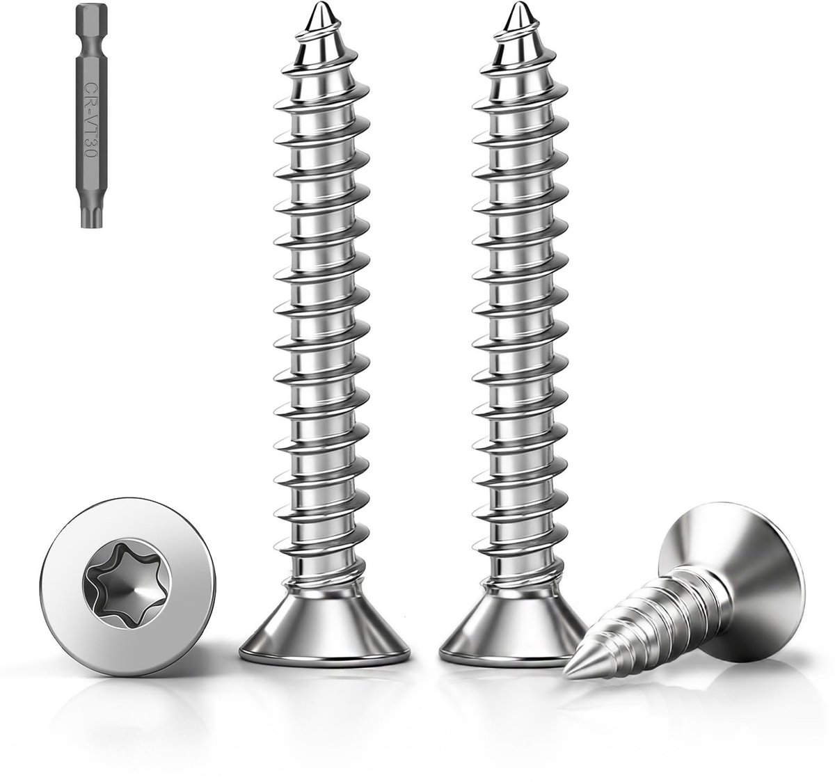 Omgoods - Set van 80 Verzonken Houtschroeven Torx M6x50mm Roestvrij Staal