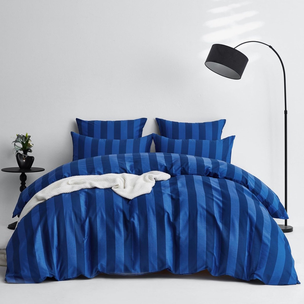 Omgoods - Beddengoedset 200 x 220 cm - Donkerblauw, Katoen, 3-delig met Ritssluiting