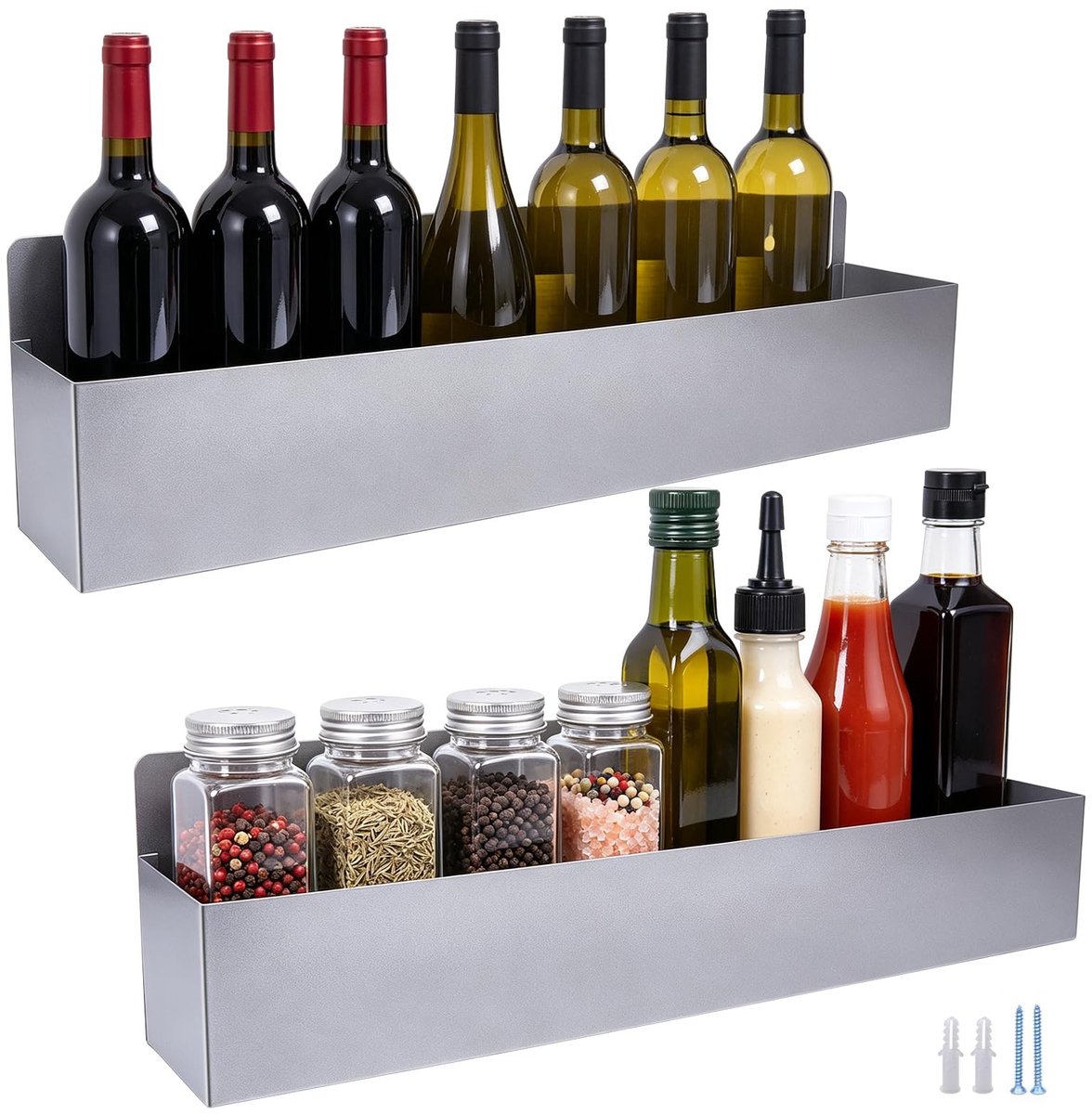 Omgoods - Set van 2 Roestvrijstalen Drankfleshouders voor Wandmontage