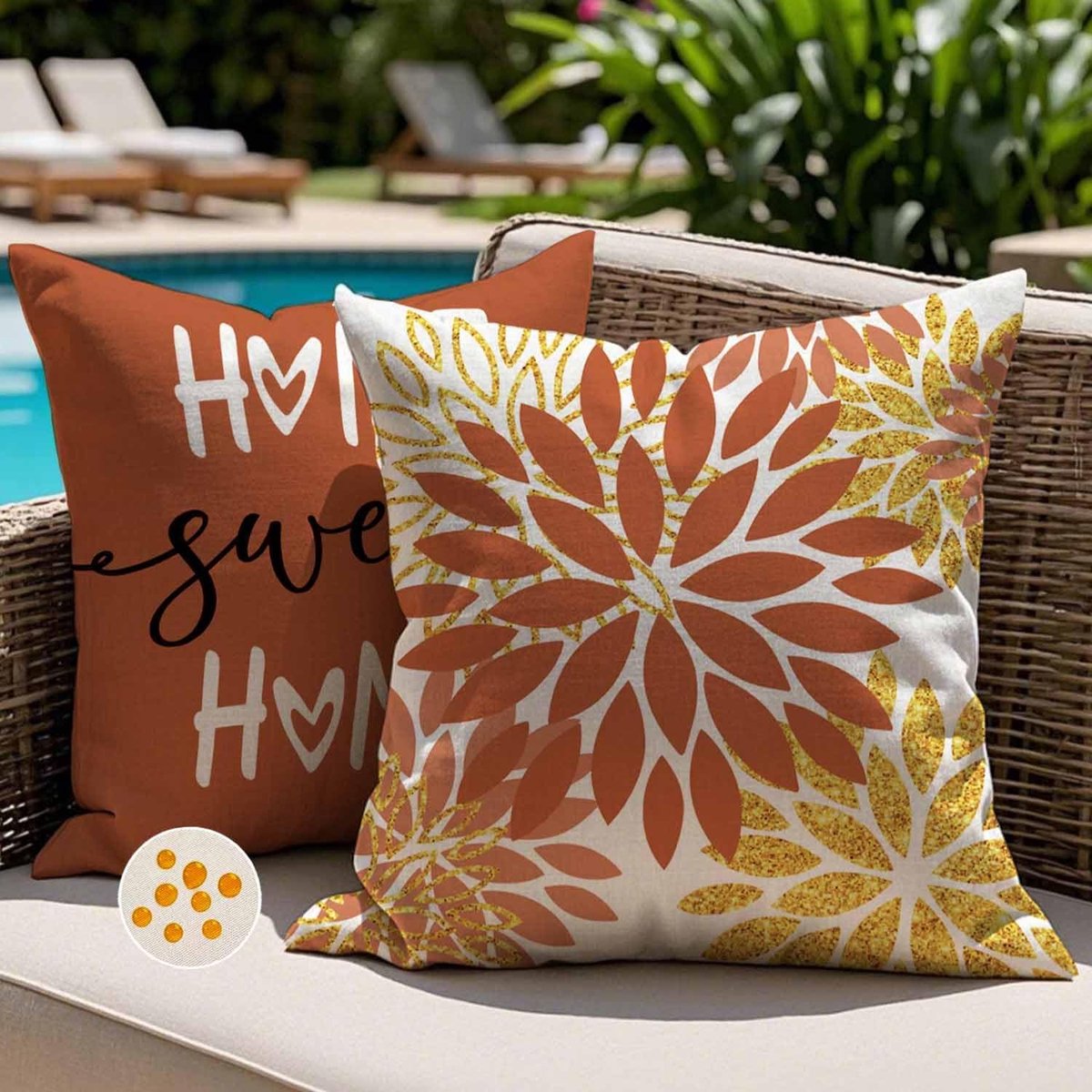 Omgoods - Set van 2 Weerbestendige Kussenslopen 45 x 45 cm met Dahliapatroon