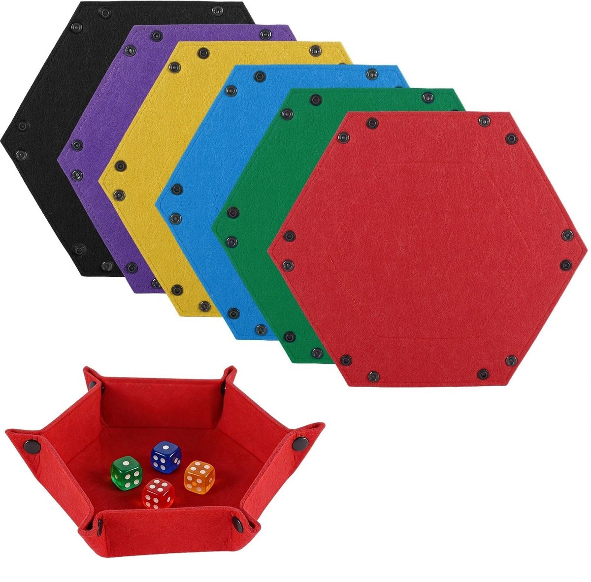 Omgoods - Set van 6 Opvouwbare Dobbelstenen in Diverse Kleuren