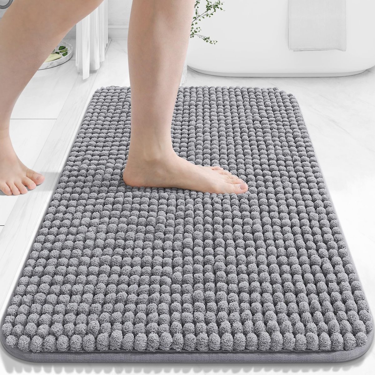 Omgoods - Badmat 41 x 61 cm, Absorberend en Antislip (Grijs)