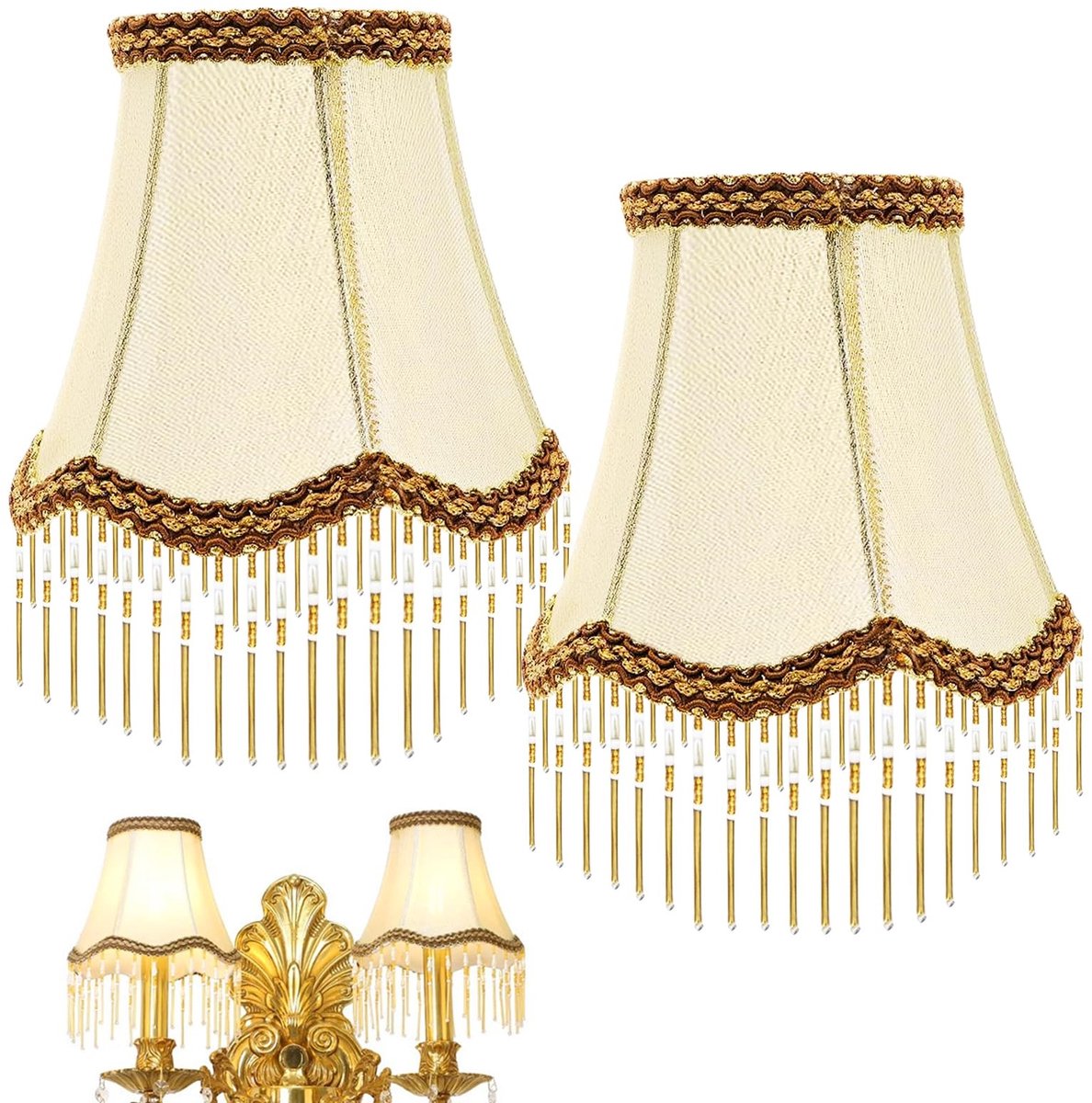 Omgoods - Vintage Lampshade met Franje voor E14 Lampen