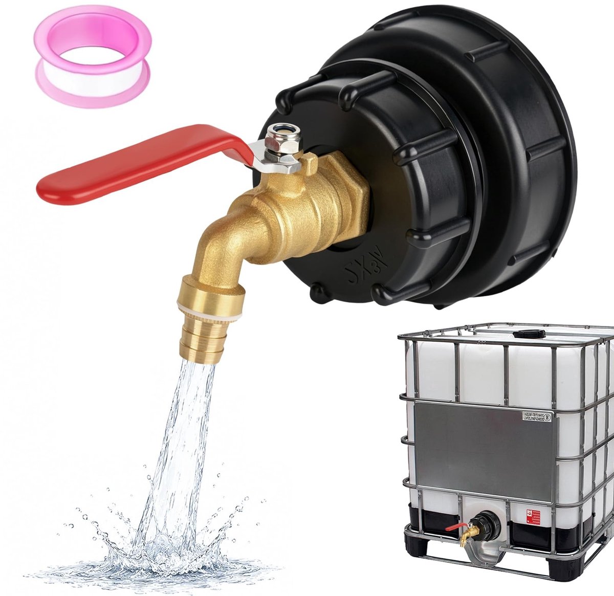 Omgoods - IBC Tank Afvoerkraan, Hoogwaardige Messing Watertank Accessoires