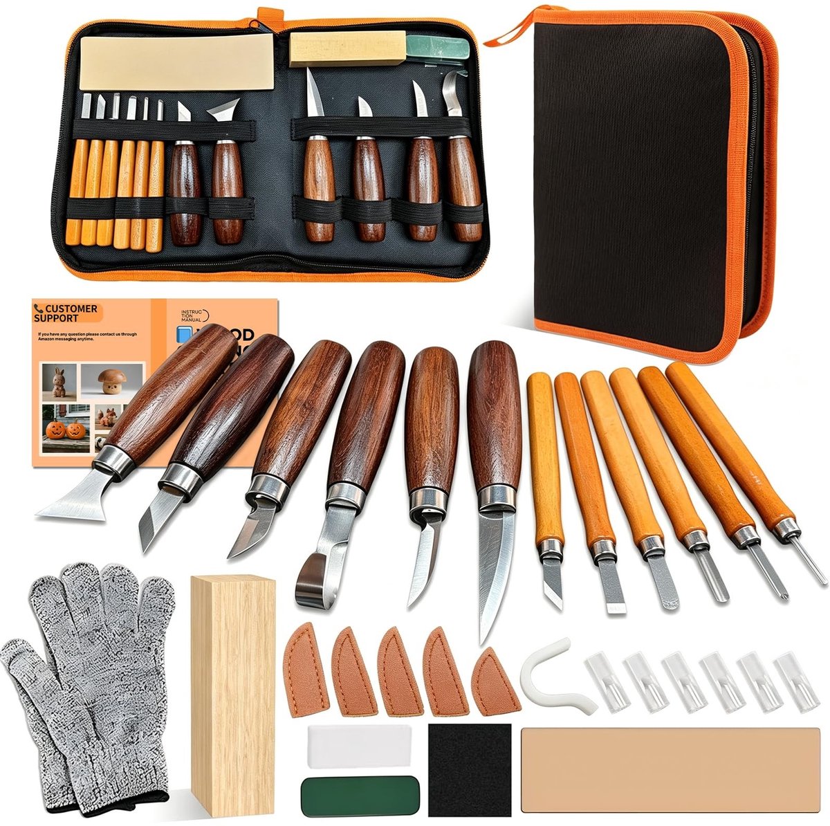 Omgoods - 20-delige Houtsnijset voor Beginners en Volwassenen