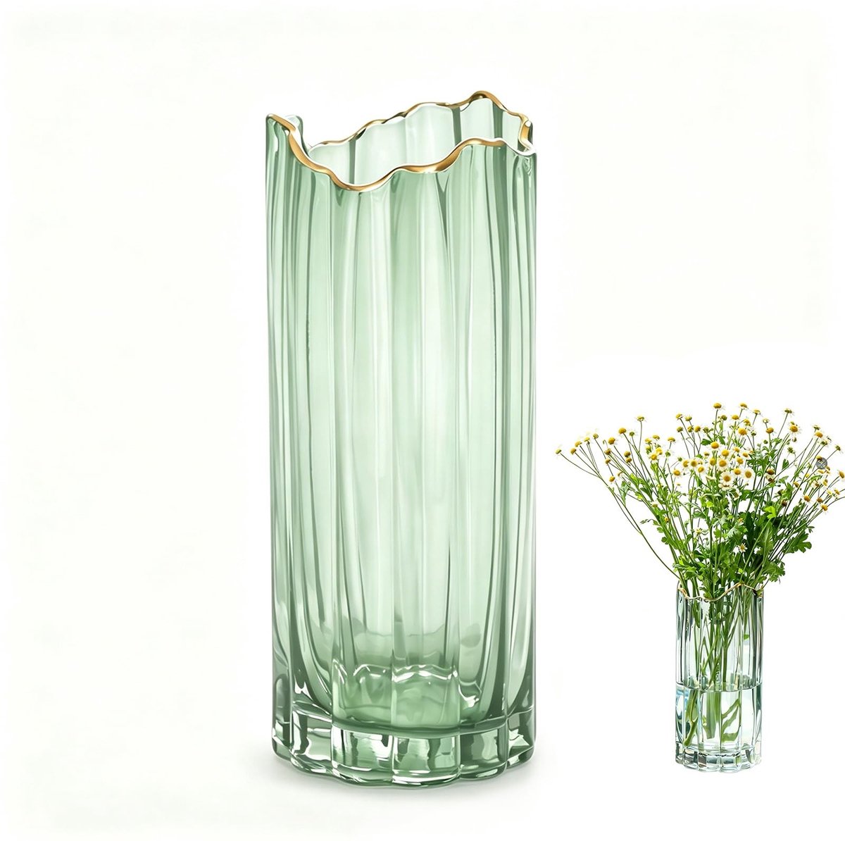 Omgoods - Heldere Glasvaas met Ribbelontwerp
