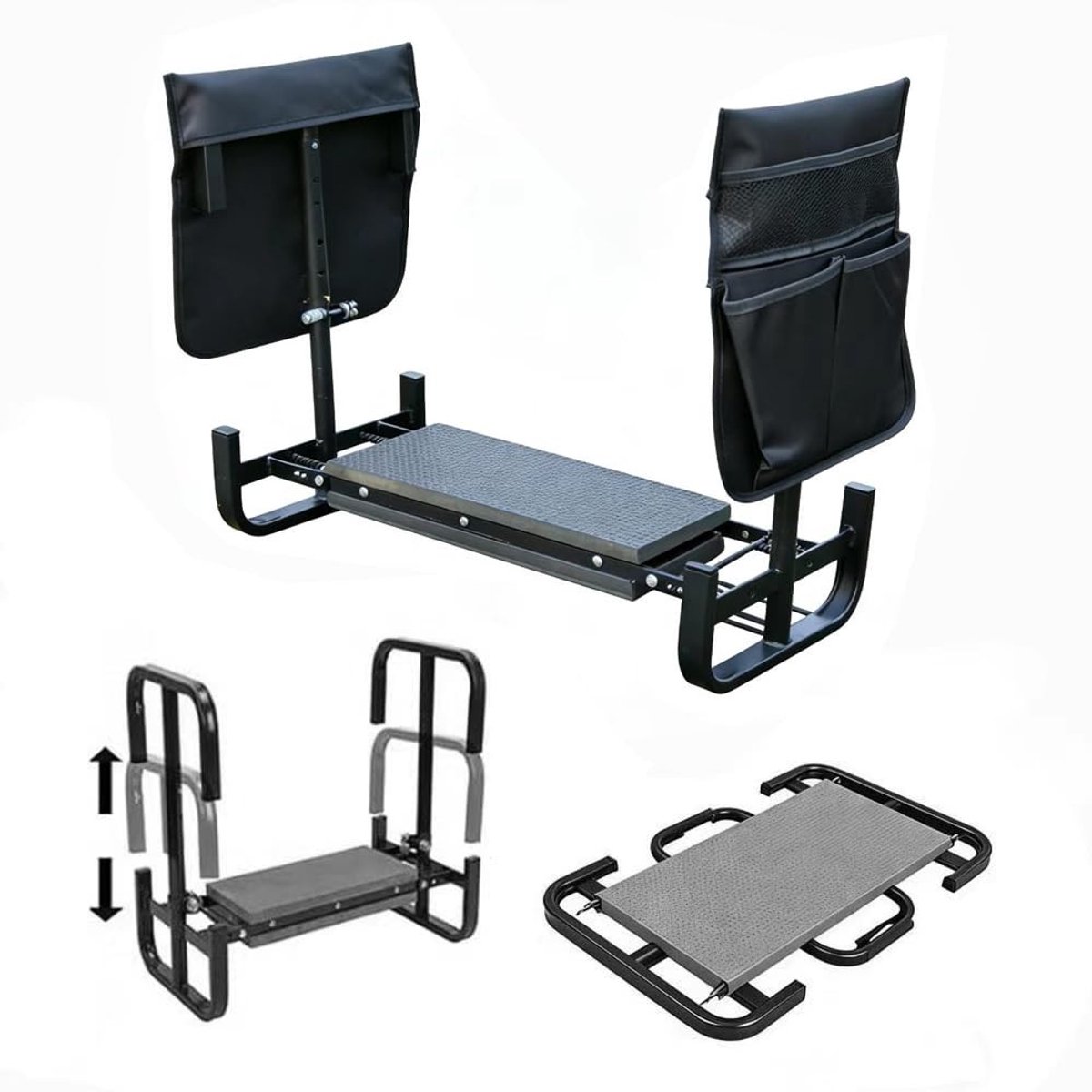 Omgoods - 2-in-1 Tuinzitje met Gereedschapstas en Opvouwbaar Design