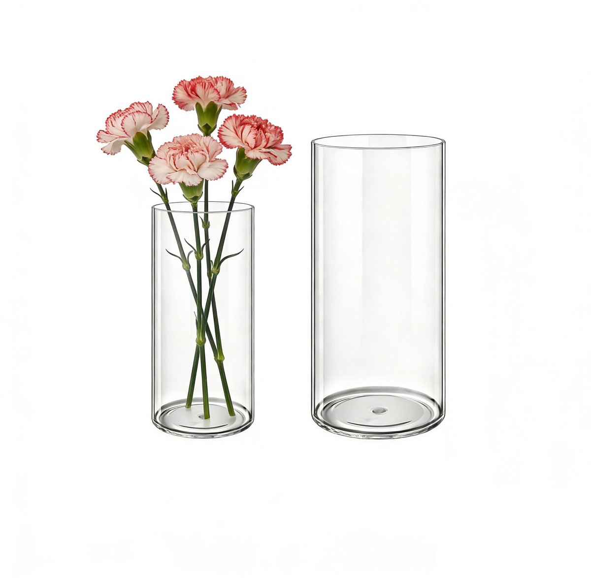 Omgoods - Set van 2 Transparante Acryl Vazen voor Bloemen