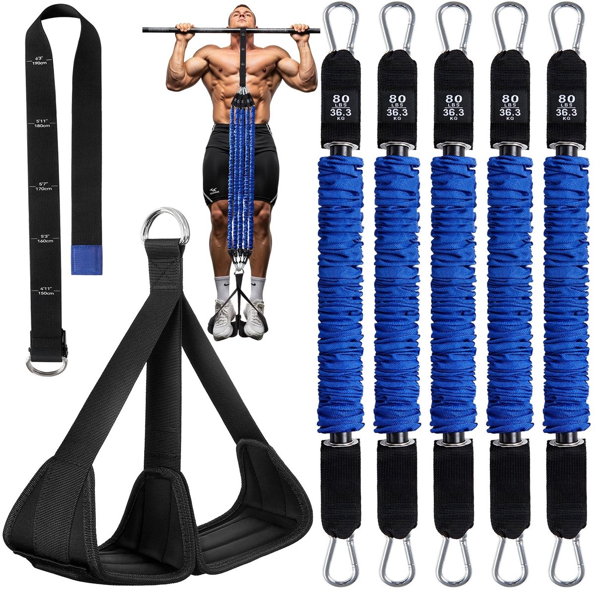 Omgoods - Pull-up Hulpbanden met Verstelbare Weerstand tot 100 kg