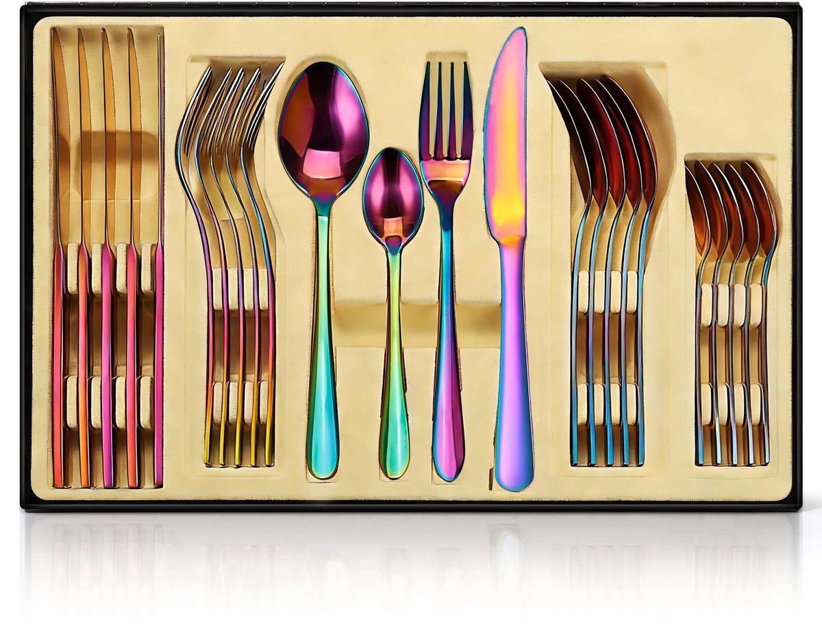 Omgoods - 24-delige Rainbow Bestekset in Spiegelfinish voor 6 Personen