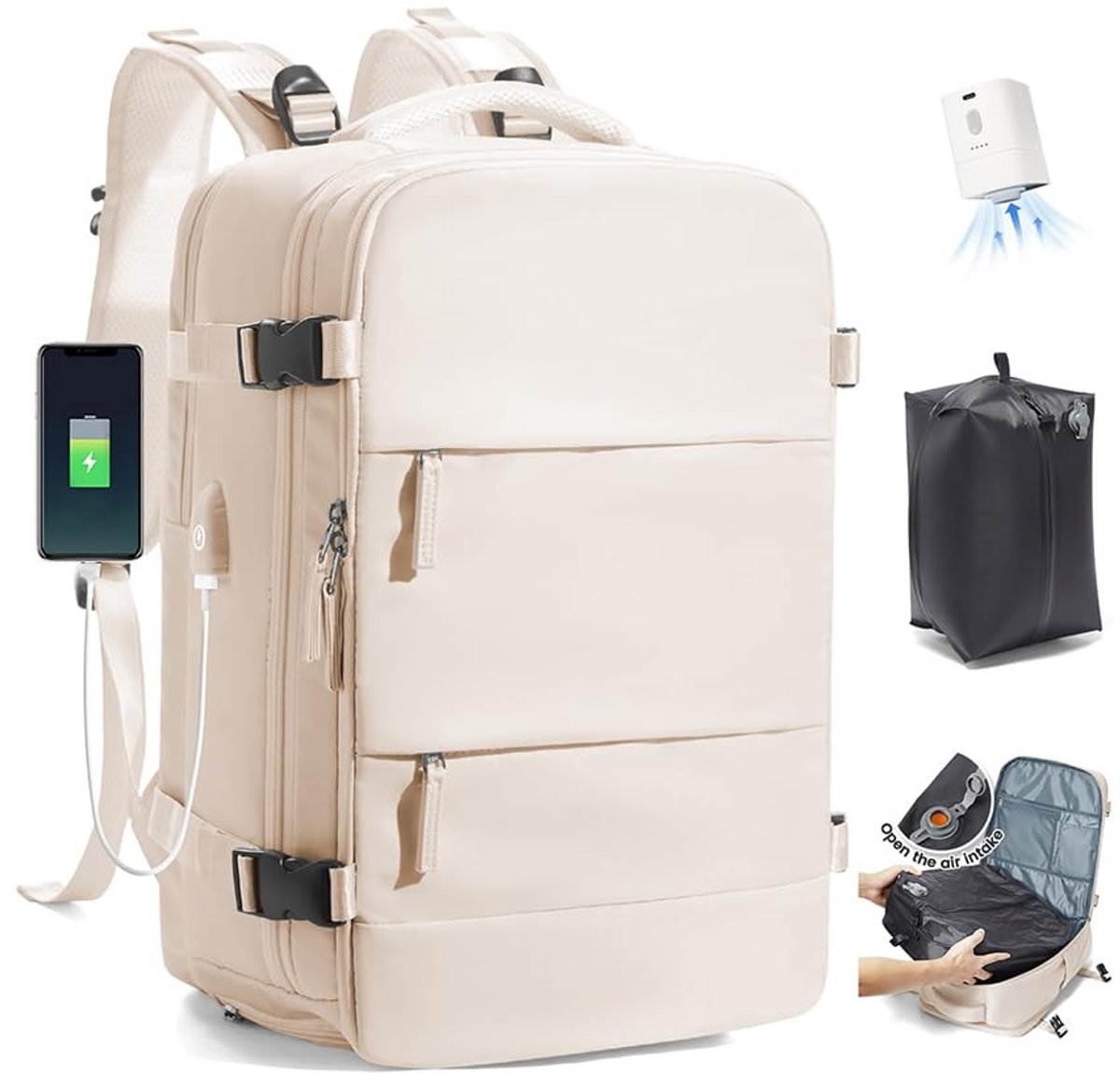 Omgoods - Vacuüm Rugzak met Pomp voor Reizen - Handbagage 40x30x20 cm