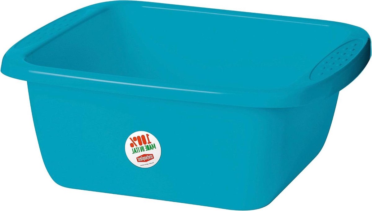 Rechthoekig Basin - Wastafel Emmer - Huishoudelijk Gebruik - Gemaakt in Italië - 45 x 35 x 18 cm - Limoengroen/Turkoois