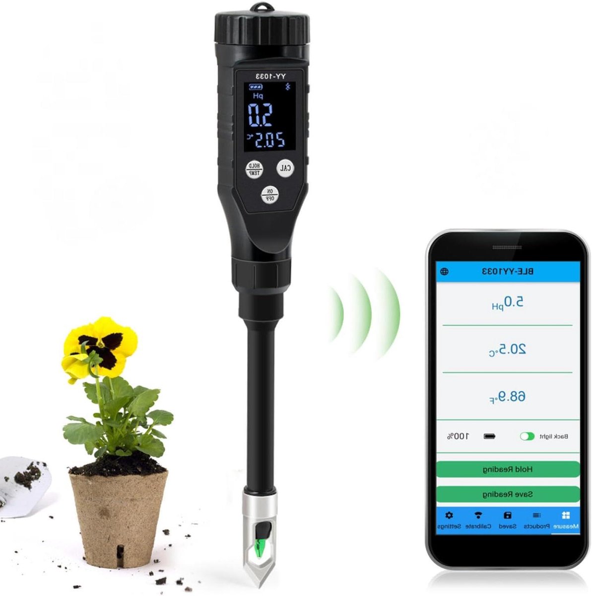 Bodem PH Meter - Grondmeter PH Tester - Planten Groei Optimaliseren - Roestvrijstalen Conische Sonde