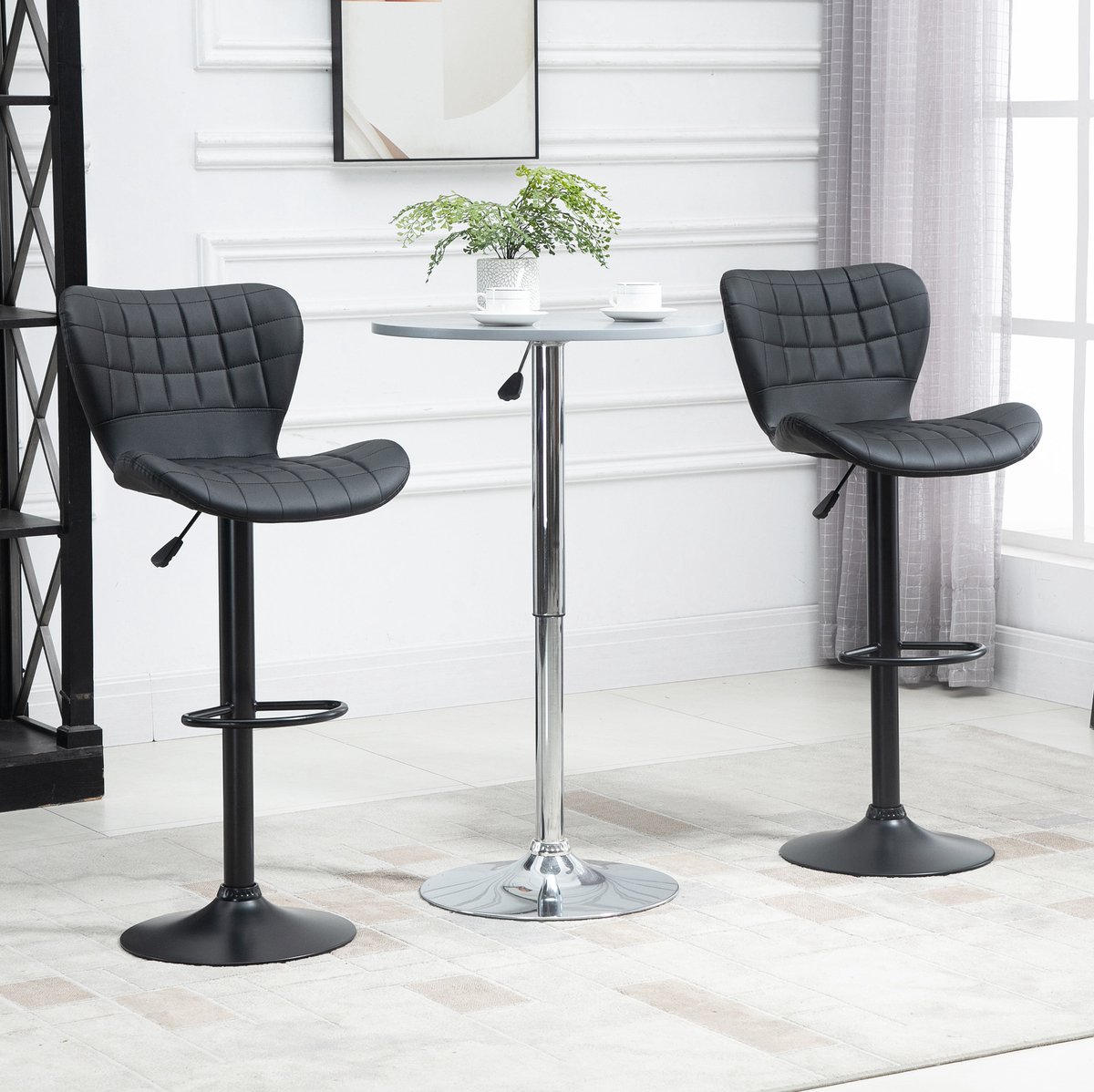 COVREO Barkruk 47x51,5x89-109 cm zwart, kunstleer draaibaar verstelbaar