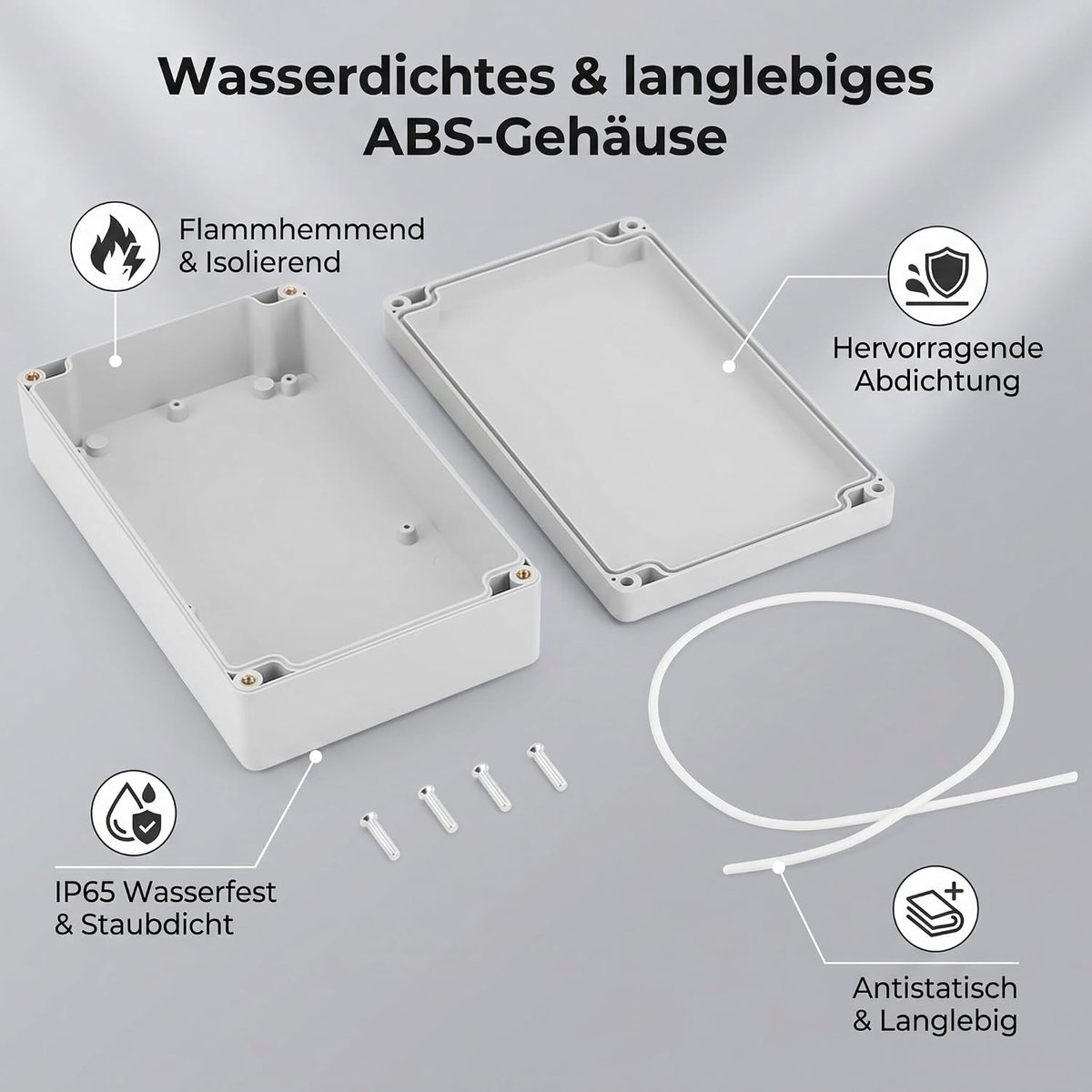 SnelShoppen - ABS Aansluitdoos Vlamvertragend 200x120x56mm IP65 Waterdicht, Stofdicht Bekabelingsdoos voor Tuin, Keuken, Feest en Camping