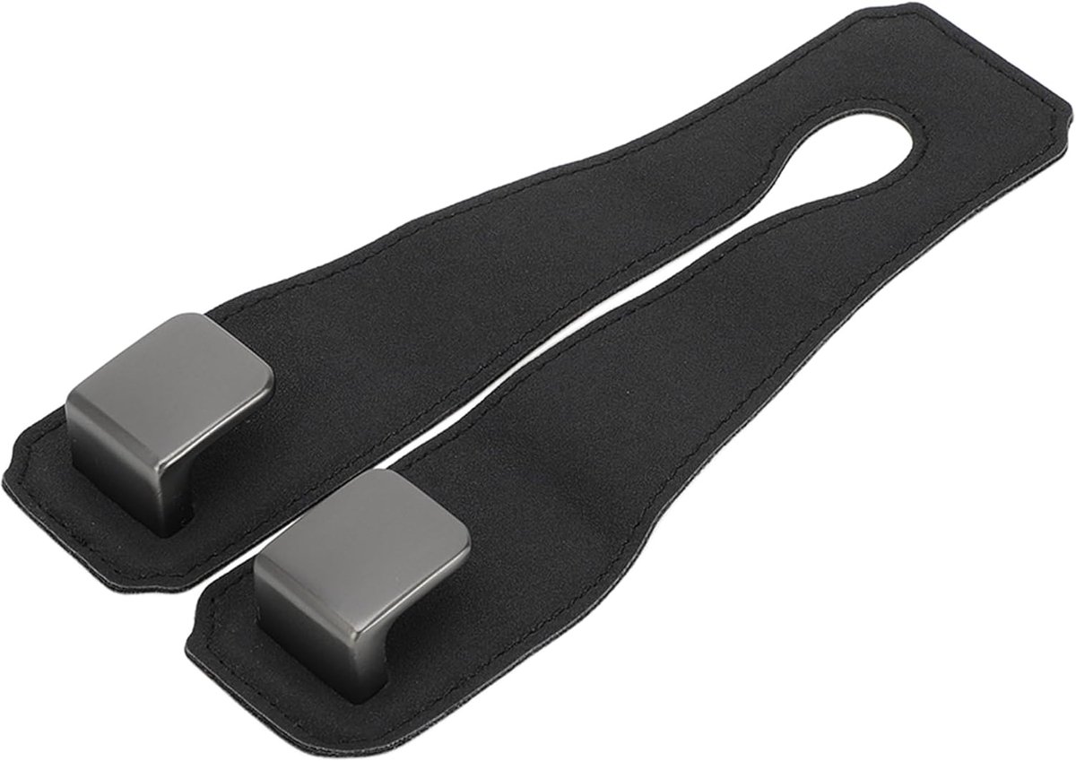 SnelShoppen - Auto Hoofdsteunhaak - Robuuste Rugleuningzakhaak - 360 Graden Rotatie - Zwart Kunstleer & Metaal - 16,50 x 8,9 cm - Handig voor Portemon