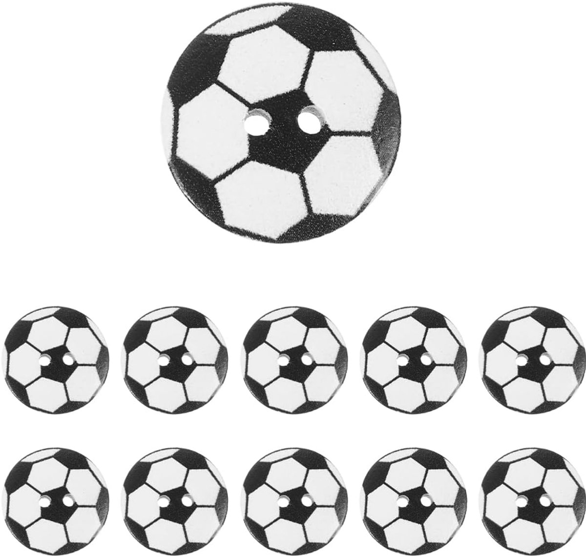 SnelShoppen - Creatief knutselen met 50 ronde houten knopen in voetballook, gaten knopen met platte achterkant, ideaal voor breien, naaien, scrapbooki