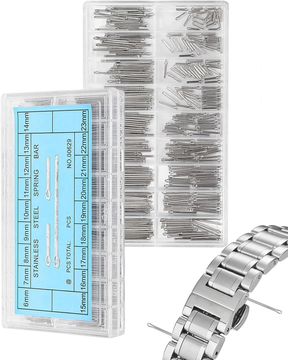 SnelShoppen - 360 Stuks Horloge Band Pins - Zilveren RVS Horloge Link Pennen Horloge Reparatie Tool (Zilver: 6-23mm)