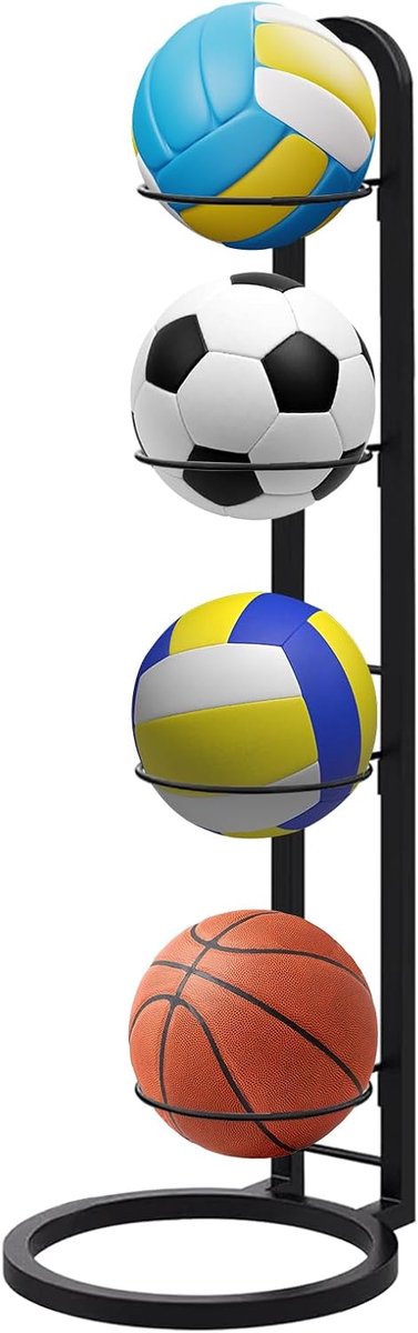 Basketball opslagrek 23,5x89,5cm - carbon staal - verticale balstandaard - ruimtebesparend voor sportartikelen - ShopVlot