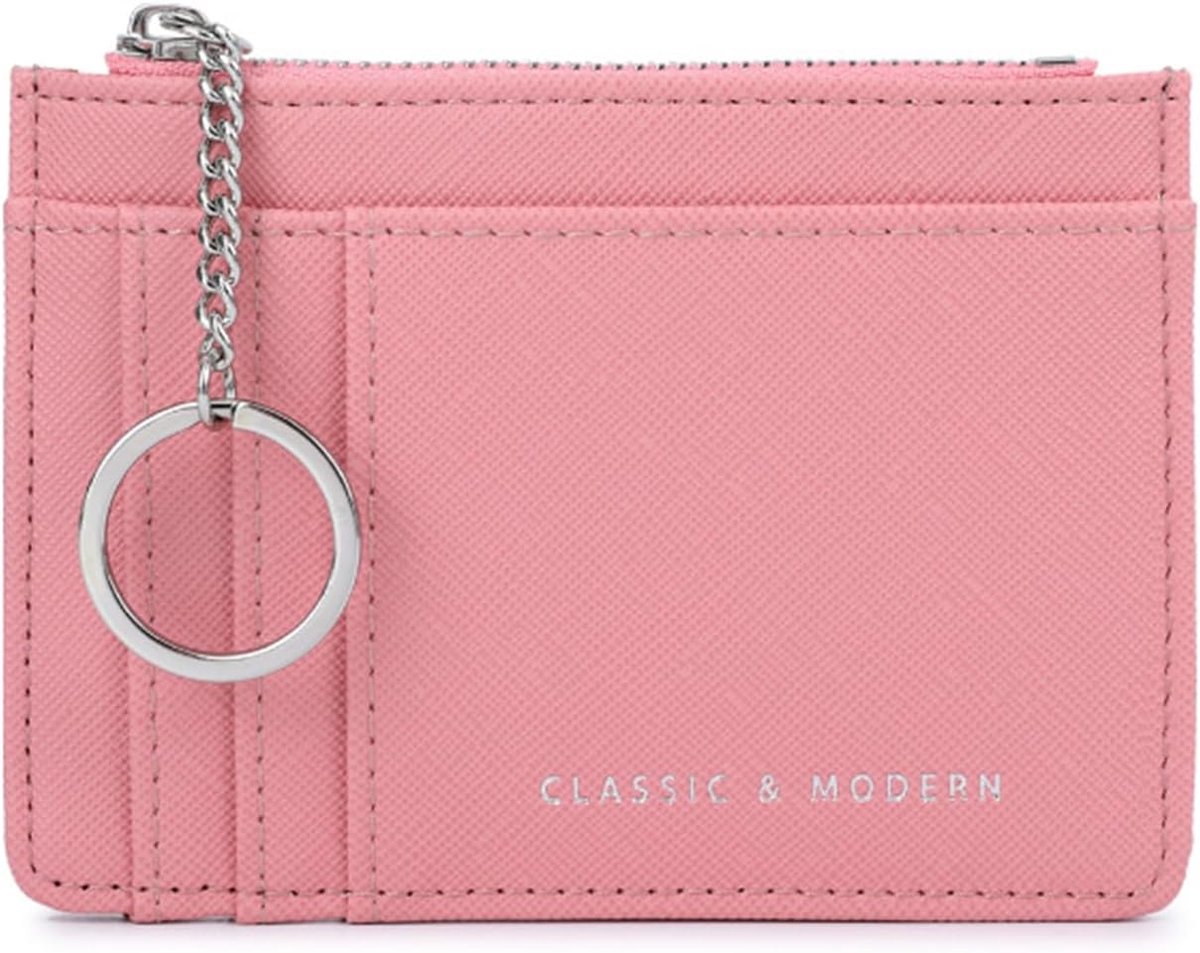 SnelShoppen - 1Pcs Slim Minimalistisch Kaarthouder, Dunne Leer Kaarthouder, Mini Slimme Leer Kaarthouder voor Muntwissels, Sleutelhanger, Voorste Zak,