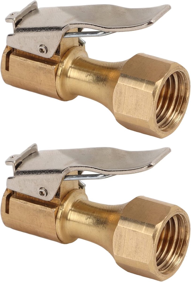 SnelShoppen - 2 Stuks Lucht Chuck met Clip, Universele Messing Vrouwelijke Draad Verbindingsstuk voor Bandenpomp en Drukmeters