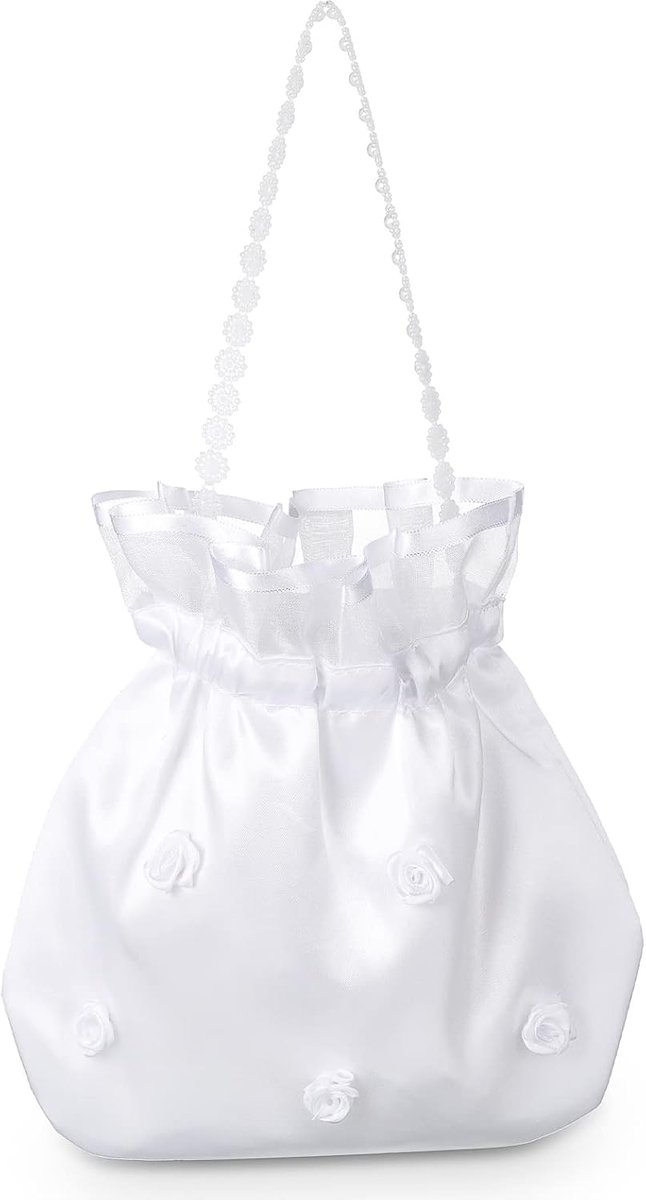 satijnen bruidstas bruiloft bloem dolly tas heilige communie tas bruiloft tassen voor bruiden bruidsmeisje clutch tassen witte handtassen voor vrouwen bruiloft feest bruidsdouche bloem meisjes