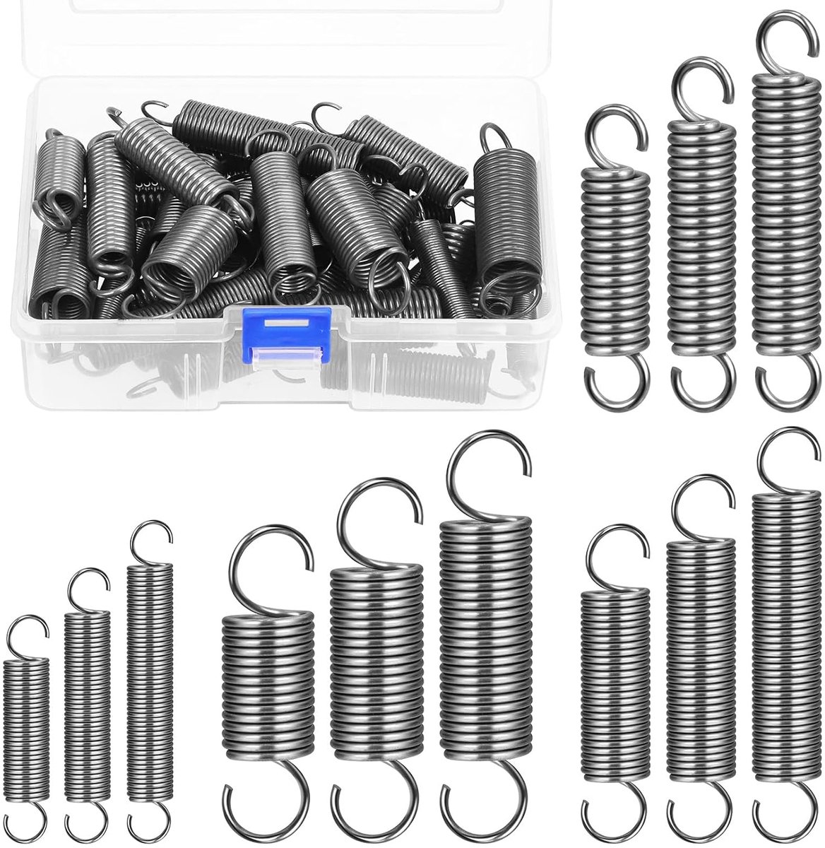 36pcs Roestvrij staal Uitbreidingsveren met Opening Haak Sets 12 Maten Kleine Lente Spanning Lente Draad Assortiment voor Machinebouw Industrieel